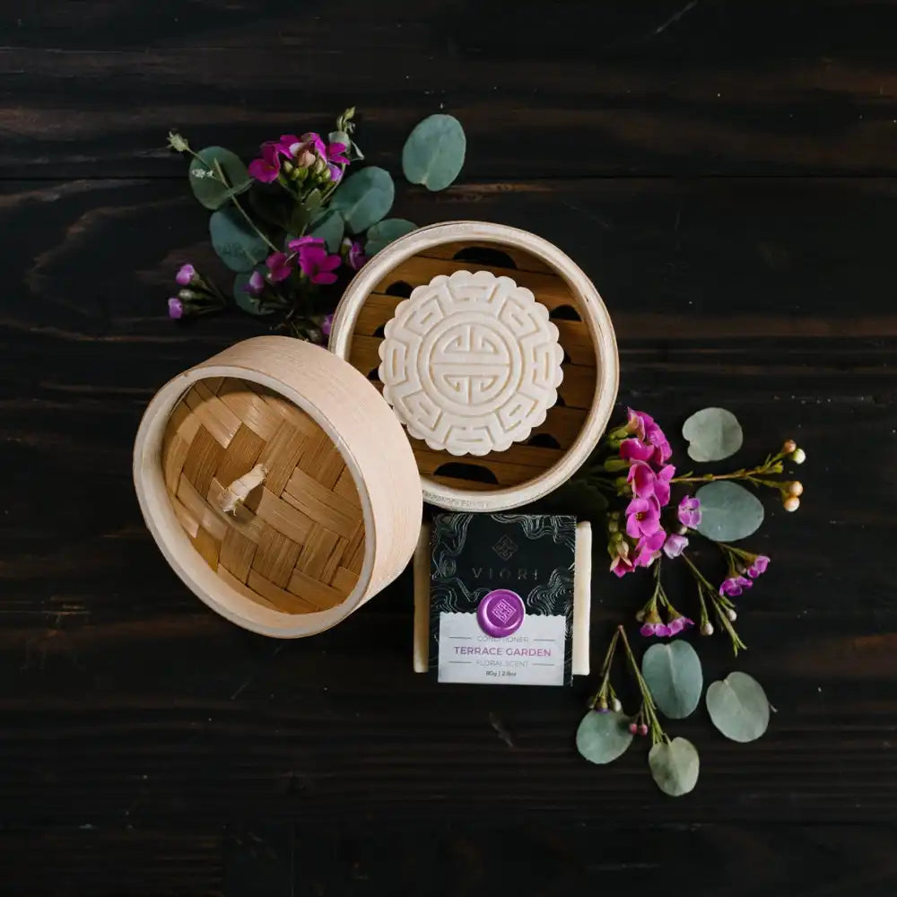 Rice Water Shampoo & Conditioner Bar w/ Bamboo Holder